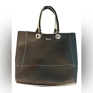 ✨ Harrods Black and Silver Reversible Vegan Leather Tote Bag